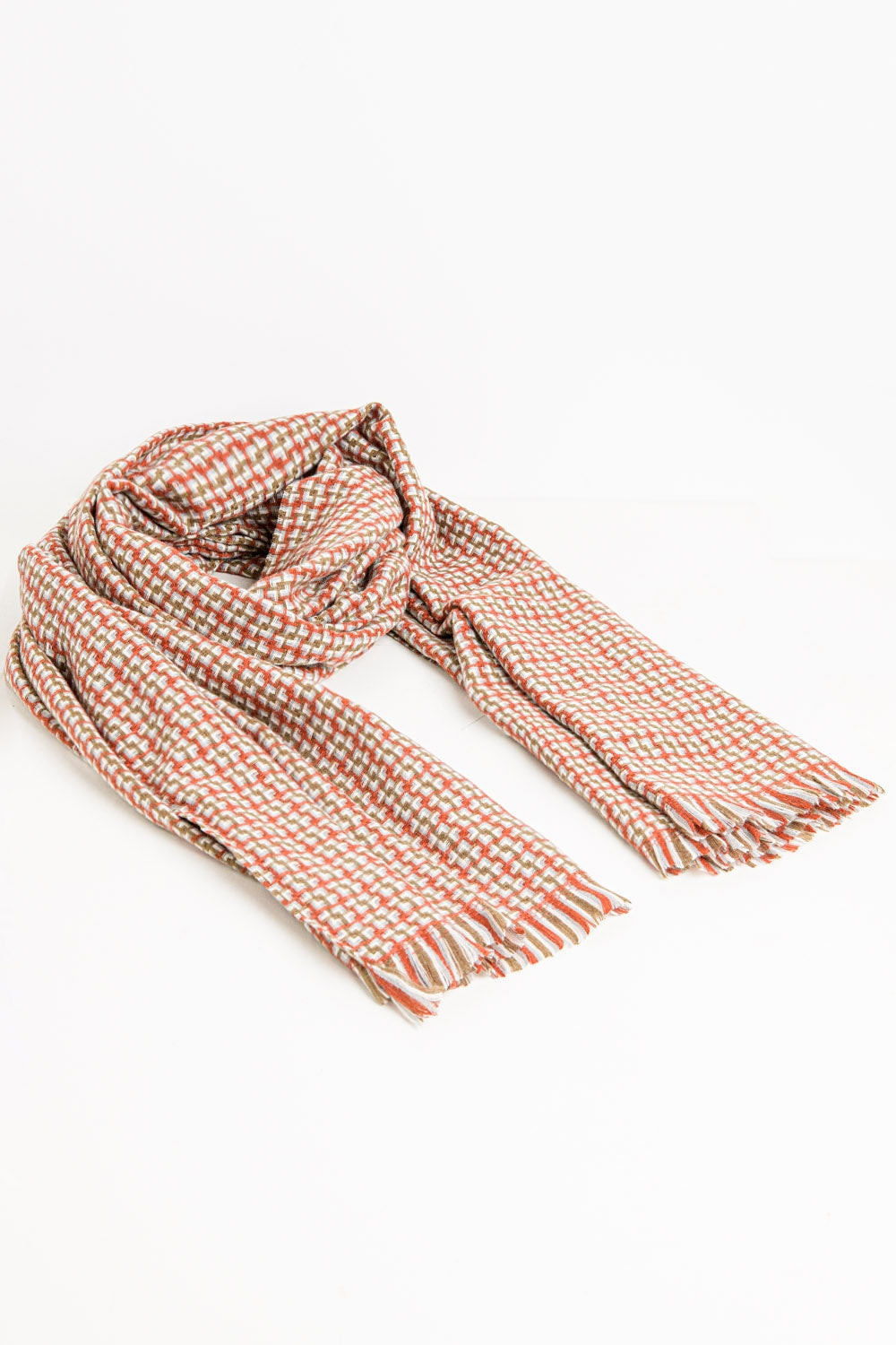 Ruby Geometry Fringe Scarf