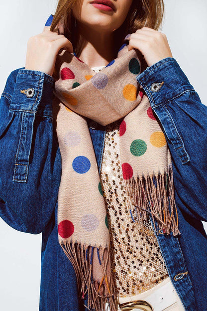 Beige Confetti Dot Scarf