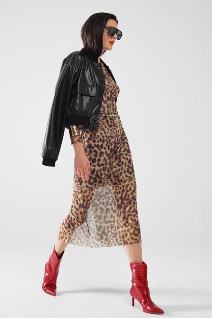 Wild Allure Leopard Print Midi Dress