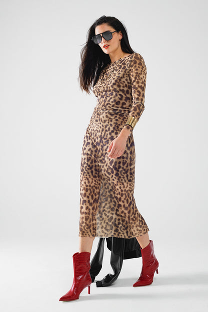 Wild Allure Leopard Print Midi Dress