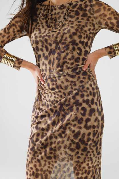 Wild Allure Leopard Print Midi Dress