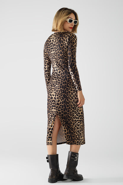 Fierce Elegance Pleated Leopard Dress