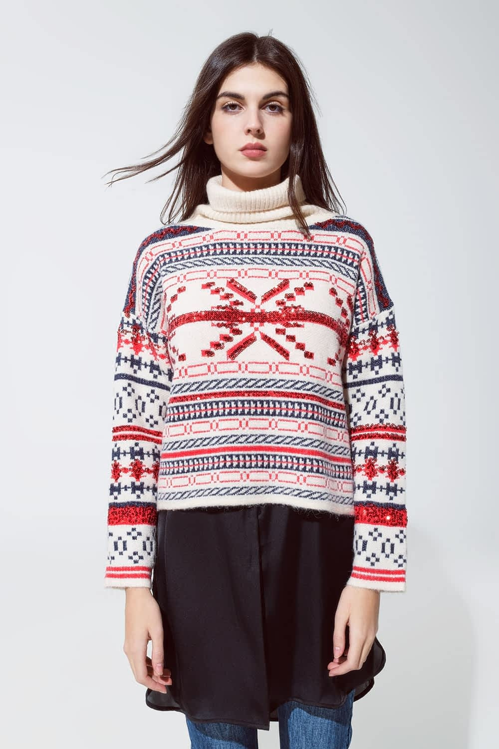 Festive Sparkle Turtleneck Sweater