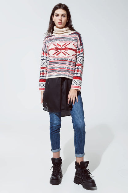 Festive Sparkle Turtleneck Sweater