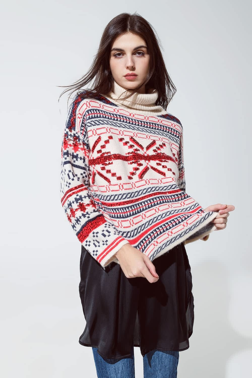 Festive Sparkle Turtleneck Sweater