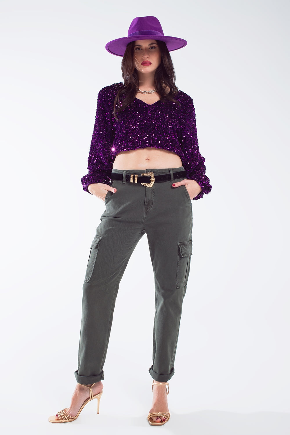 Amethyst Glow Sequin Long Sleeve Top