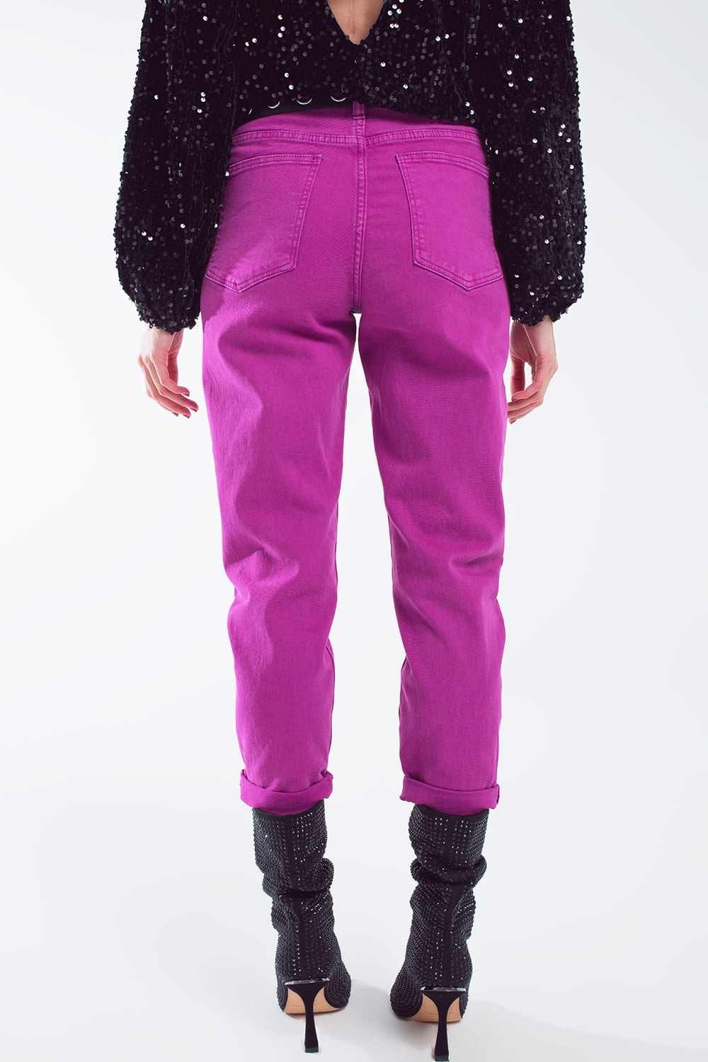 Magenta Slouchy Mid-Rise Jeans