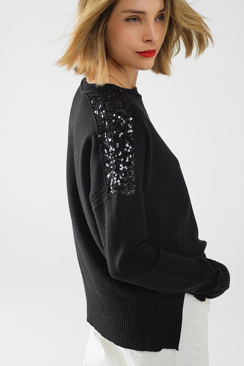 Glitz & Chic Black Sequined Sweater