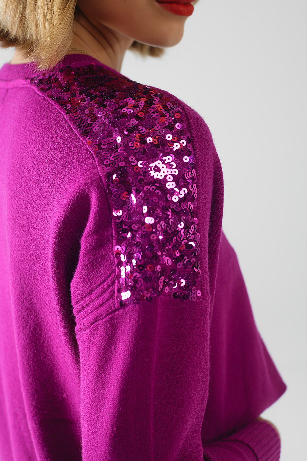 Glitz & Chic Fuchsia Sequined Sweater