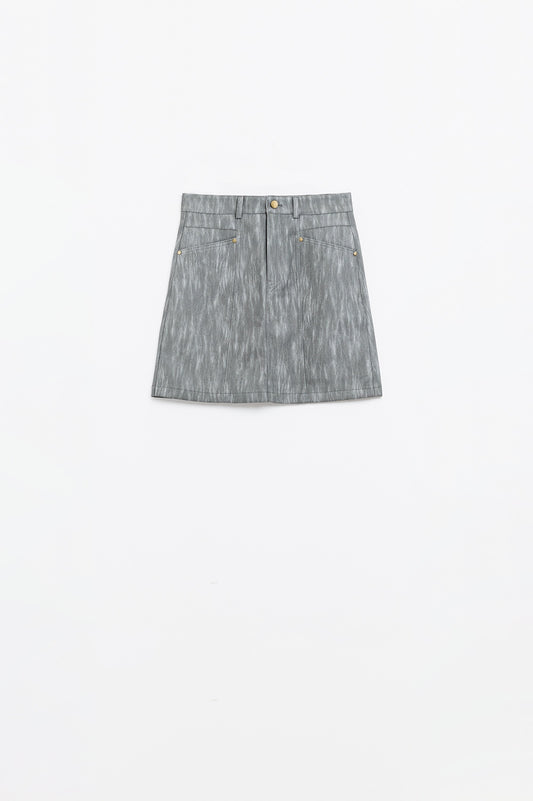 Keep it Cute Grey Faux Leather Mini Skirt