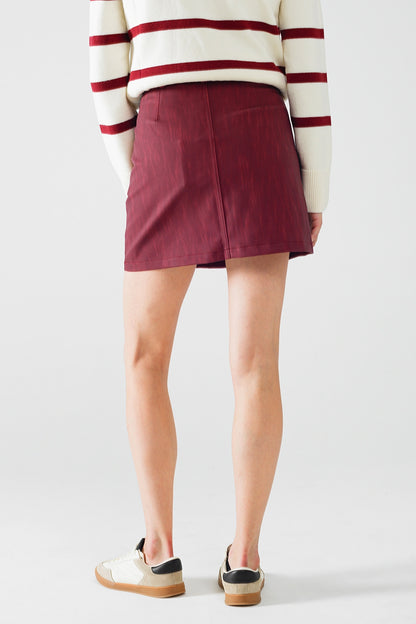 Keep it Cute Burgundy Faux Leather Mini Skirt