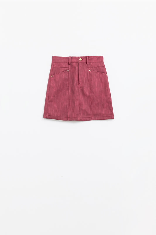 Keep it Cute Burgundy Faux Leather Mini Skirt