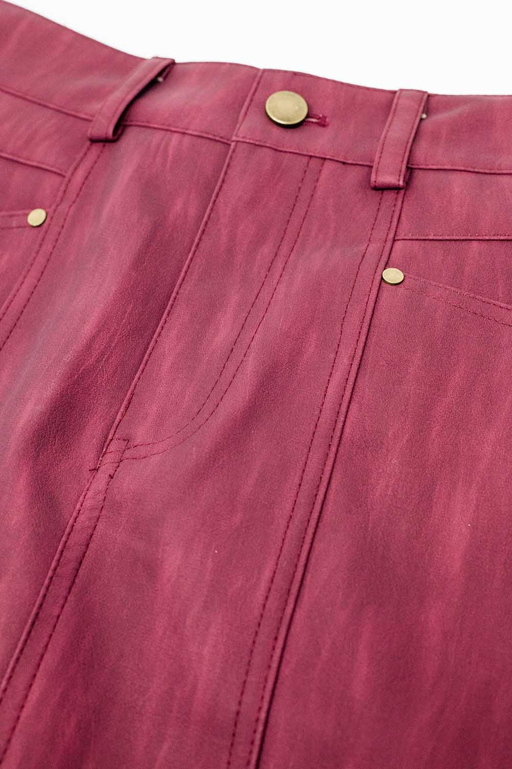 Keep it Cute Burgundy Faux Leather Mini Skirt