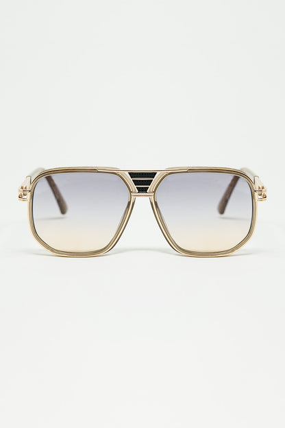 Beige Flat-Top Acetate Sunglasses