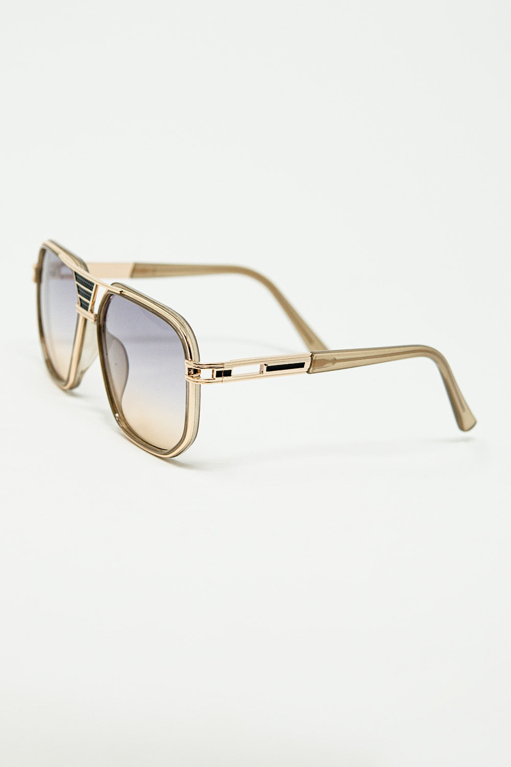 Beige Flat-Top Acetate Sunglasses