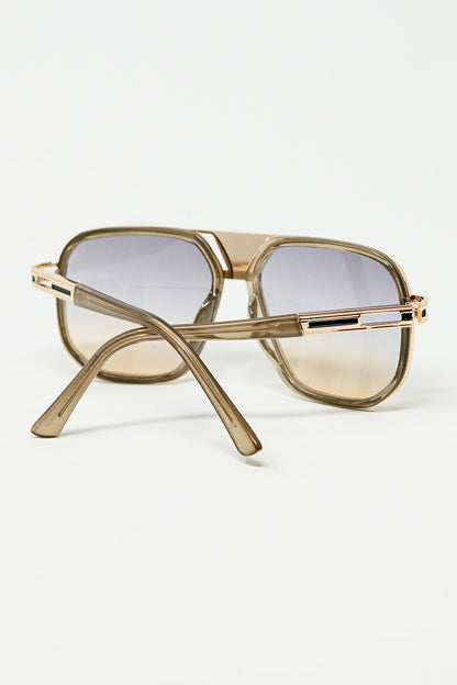 Beige Flat-Top Acetate Sunglasses