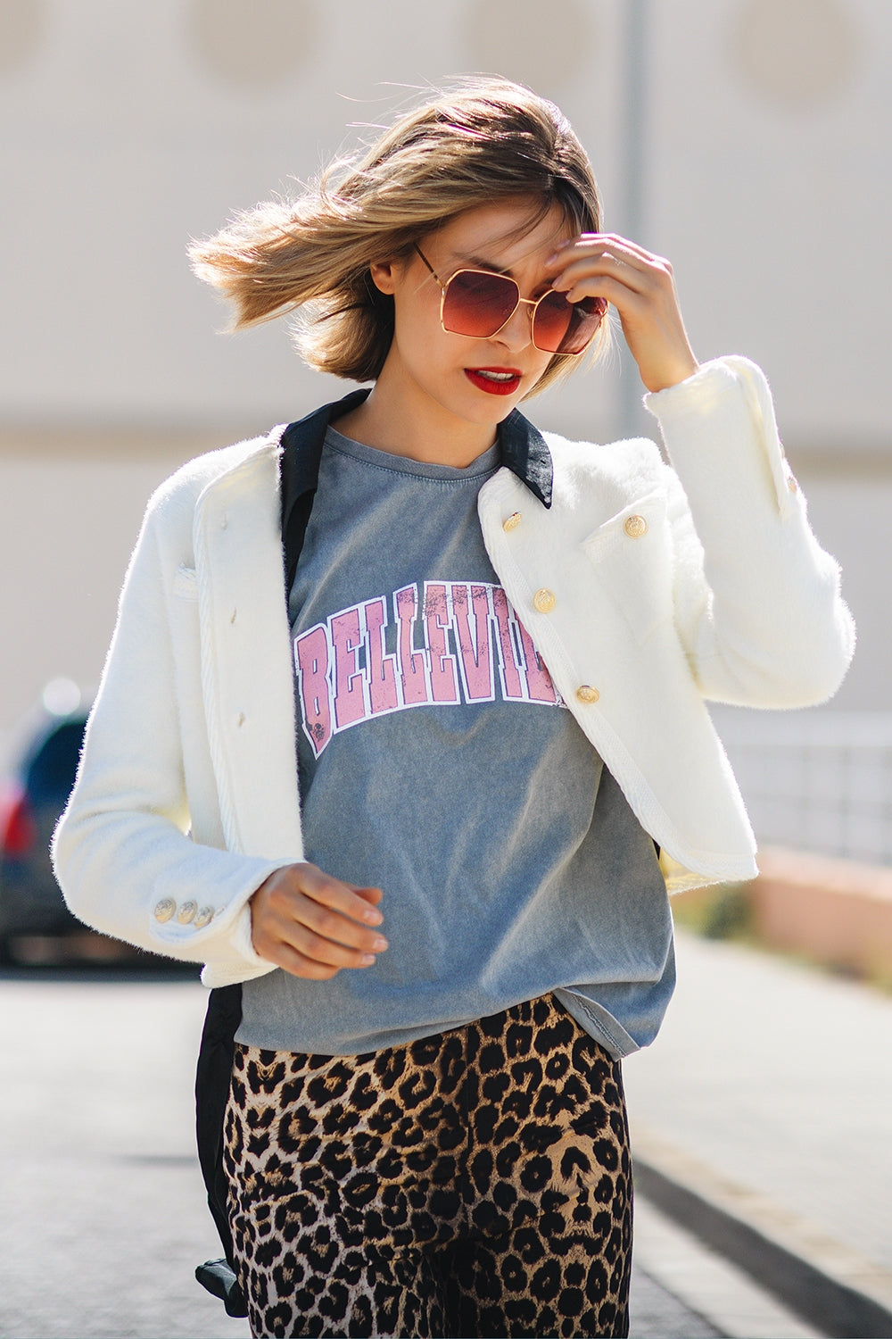 Luxe Fluffy Cardigan with Gold Detail