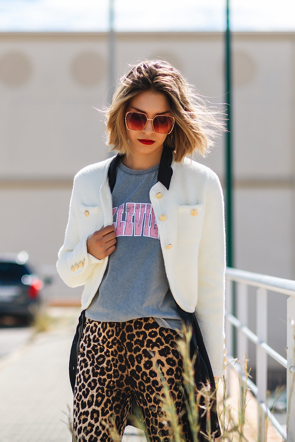 Luxe Fluffy Cardigan with Gold Detail