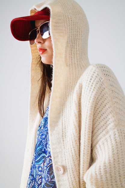 Cozy Ribbed Cardigan with Hood & Pockets