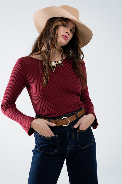 Crimson Allure Open-Back Sweater