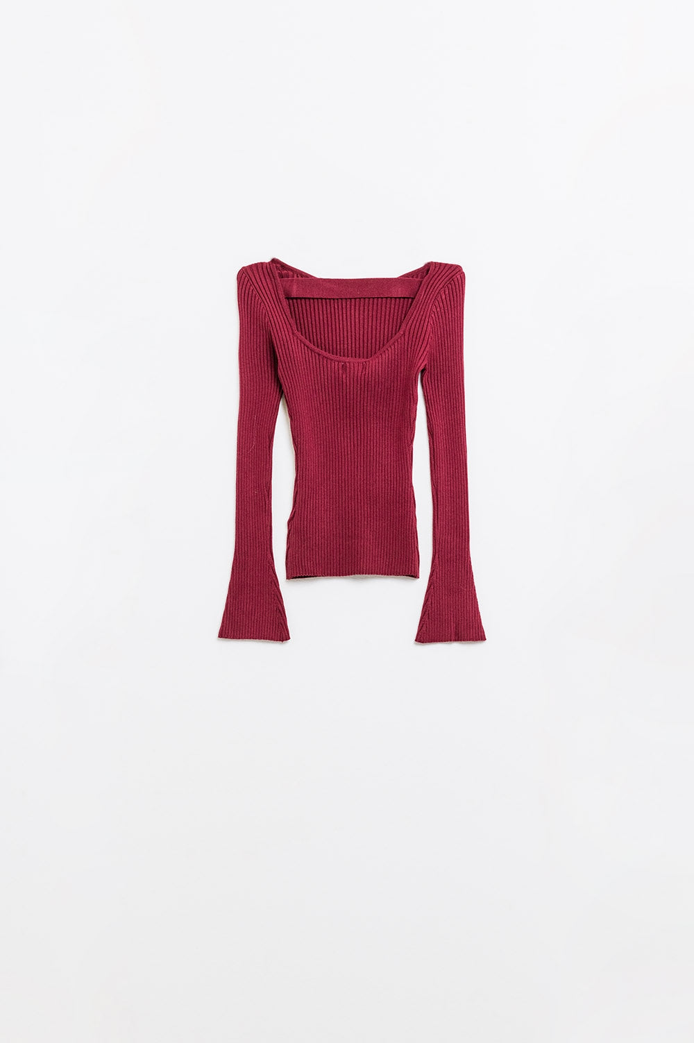 Crimson Allure Open-Back Sweater