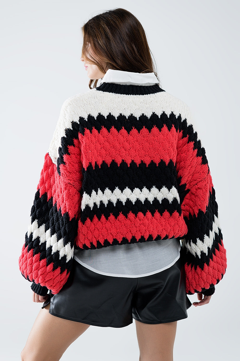 Crimson Waves Oversized Sweater