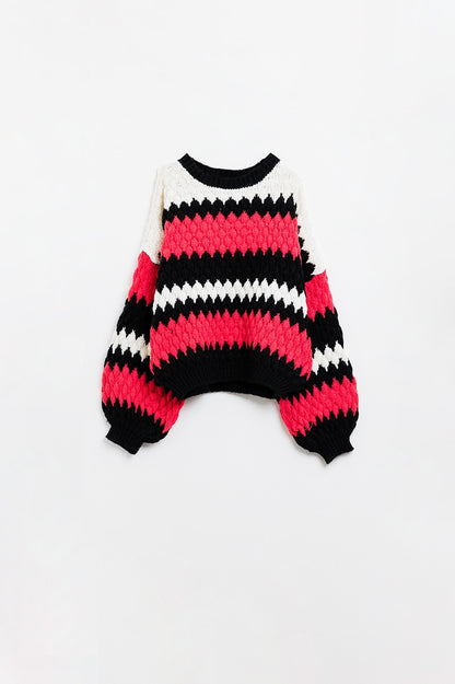 Crimson Waves Oversized Sweater