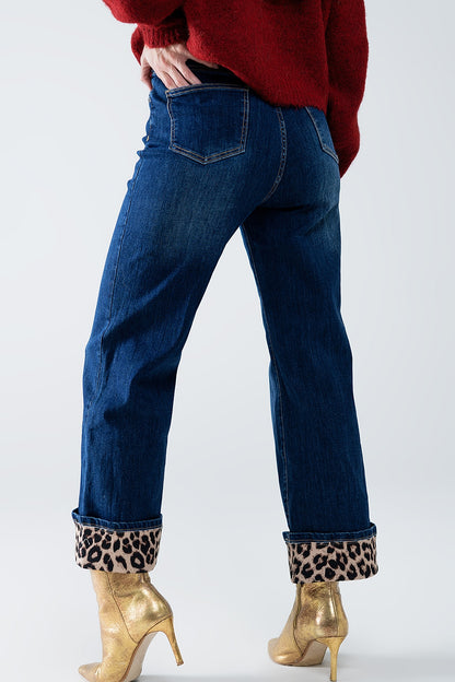 Leopard Edge Wide-Leg Jeans