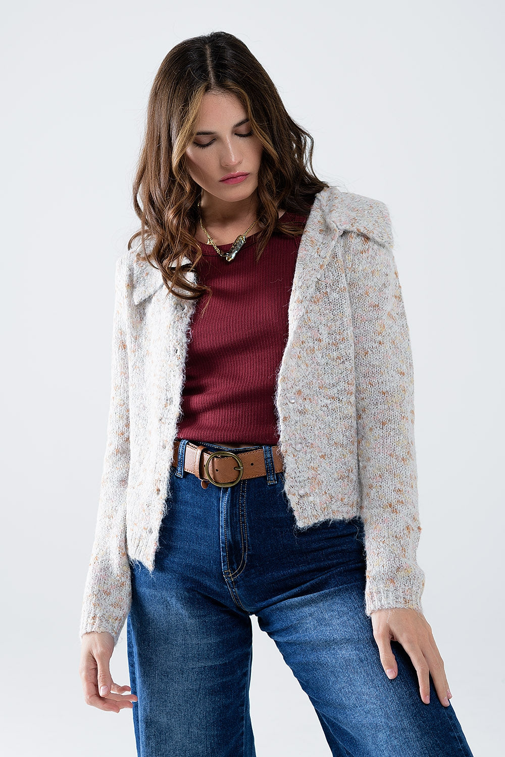 Chic Pearl-Button Knit Cardigan