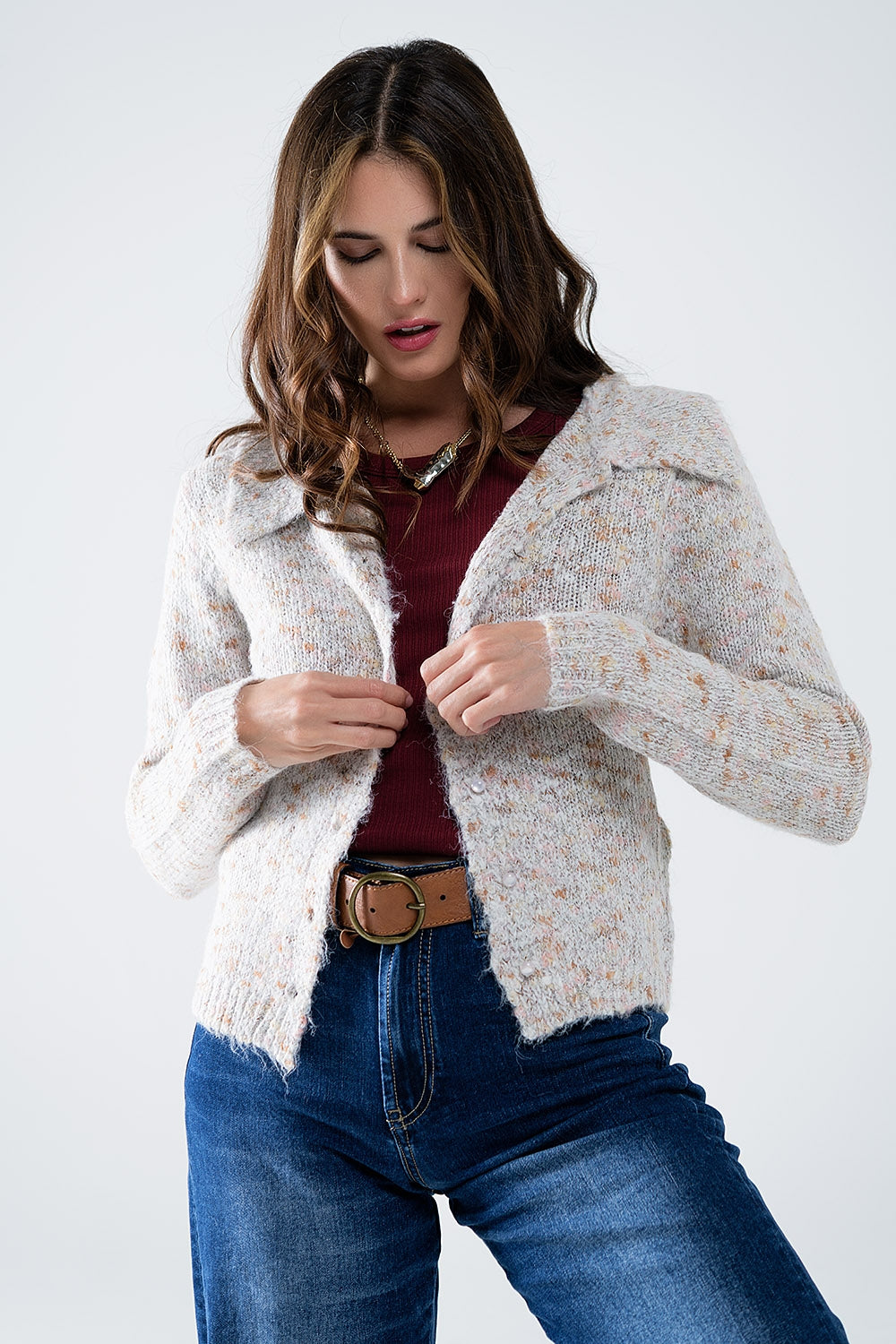 Chic Pearl-Button Knit Cardigan