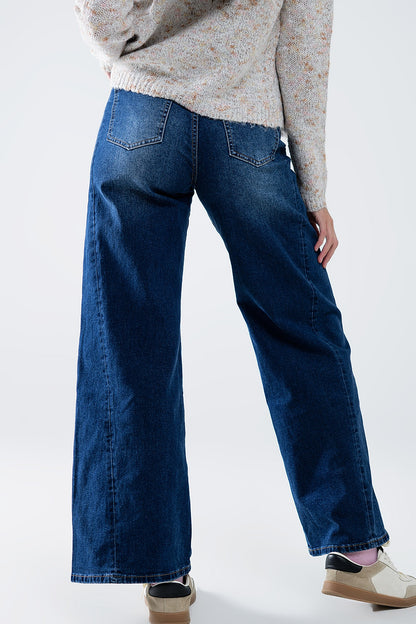 Wide-Open Washed Denim Jeans