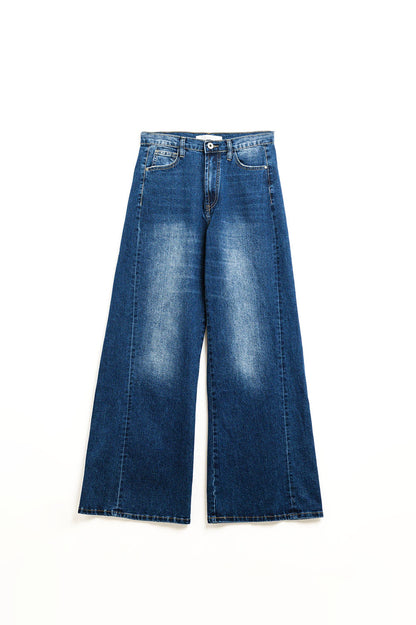 Wide-Open Washed Denim Jeans