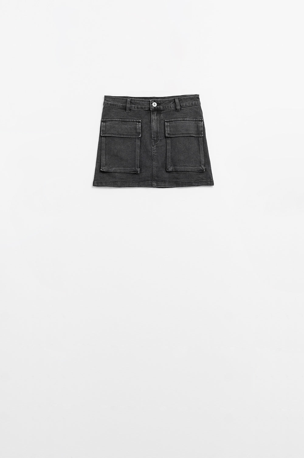 Cargo Pocket Black Denim Skirt