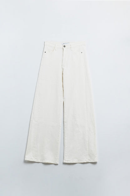 Vintage Vibes Cream Wide-Leg Trousers