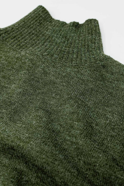 Cozy Green Turtleneck Knit Sweater