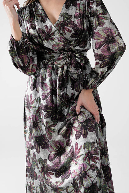 Metallic Floral Maxi Dress