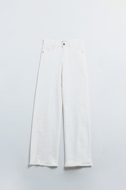 High-Rise White Wide-Leg Jeans