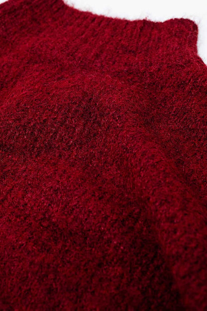 Scarlet High-Neck Fluffy Sweater