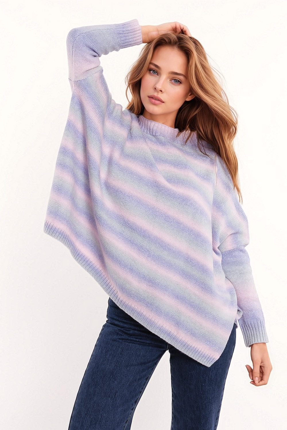 Color Cascade Oversized Knit Sweater