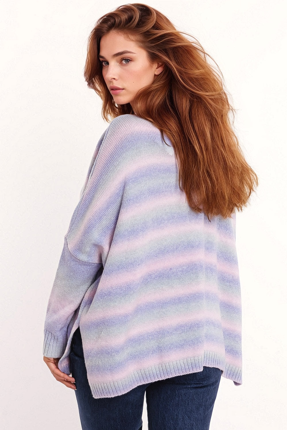 Color Cascade Oversized Knit Sweater