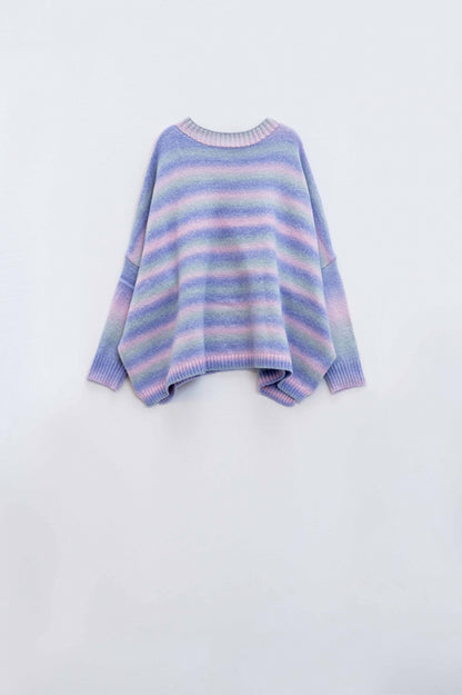 Color Cascade Oversized Knit Sweater