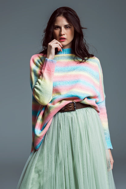 Color Cascade Oversized Knit Sweater