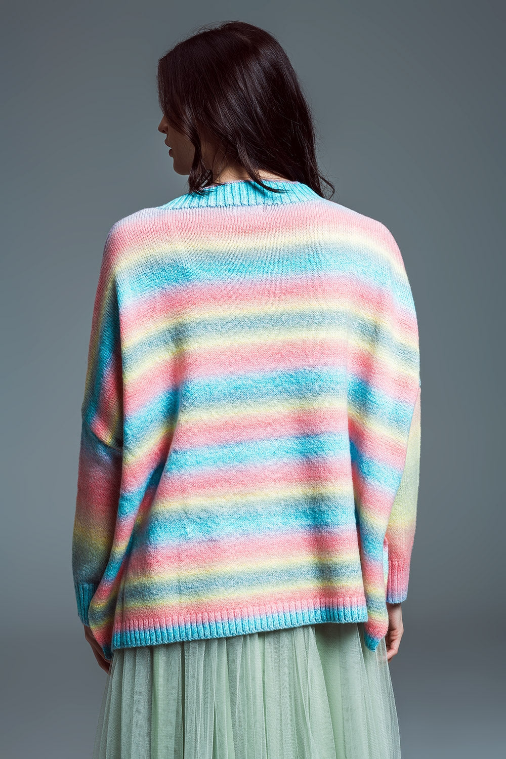 Color Cascade Oversized Knit Sweater