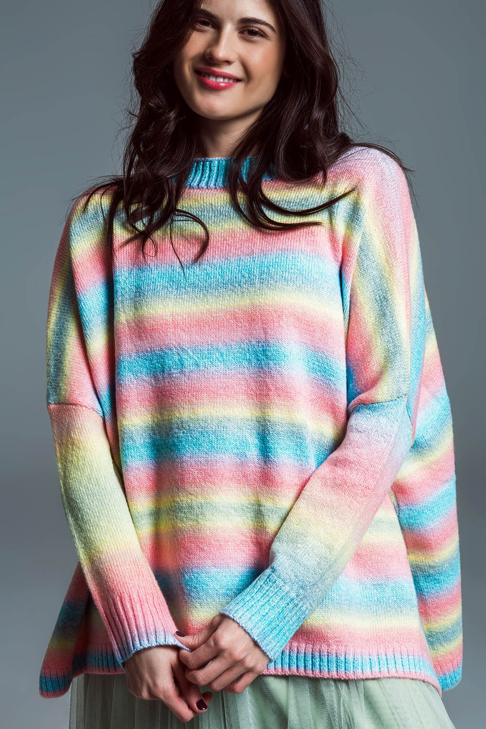 Color Cascade Oversized Knit Sweater