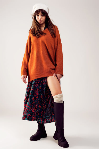 Comfy Vibes Maxi Sweater Dress in Tangerine