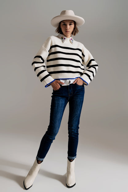 Edge Stripe Knit Sweater