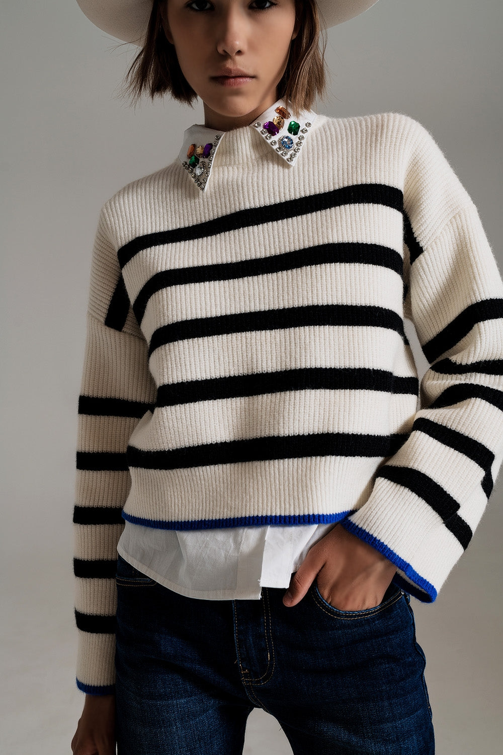 Edge Stripe Knit Sweater