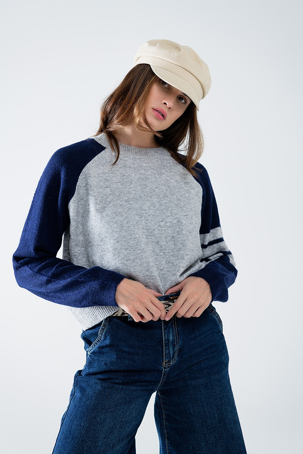 Two-Tone Cozy Raglan Sweater