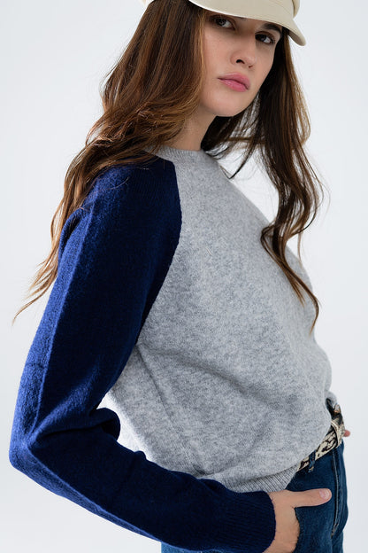 Two-Tone Cozy Raglan Sweater