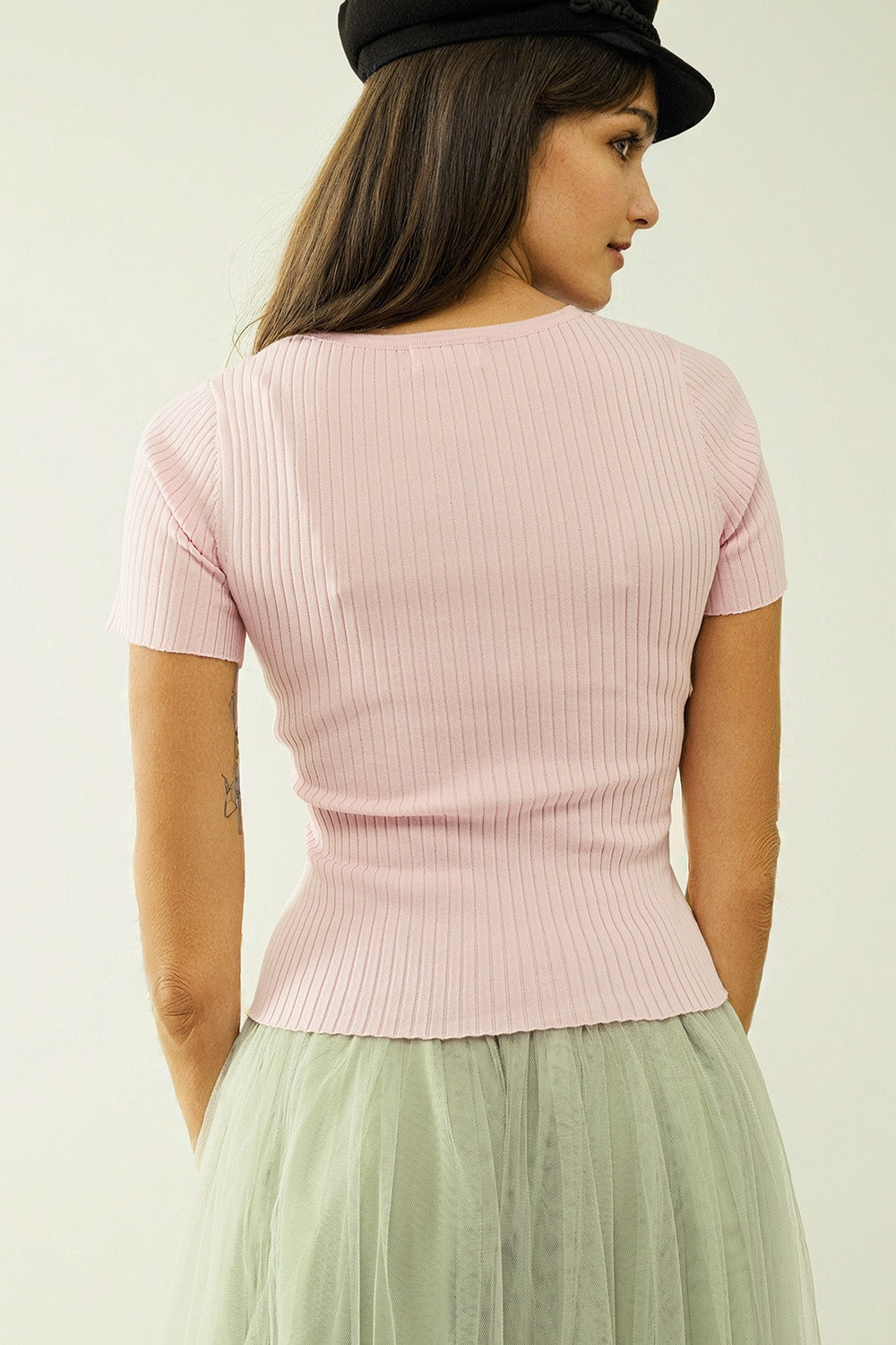 Coastal Wrap Knit Top - Pink